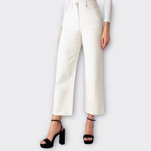 NICOLE MILLER Jeans 8 W29 High Wide SOHO Ankle Off White Coastal Crop Boho Luxe